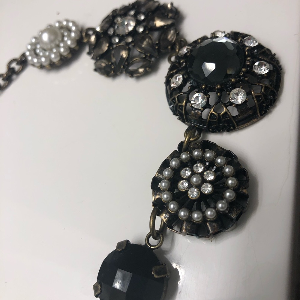 Black, white, chrome necklace by Lia Sophia